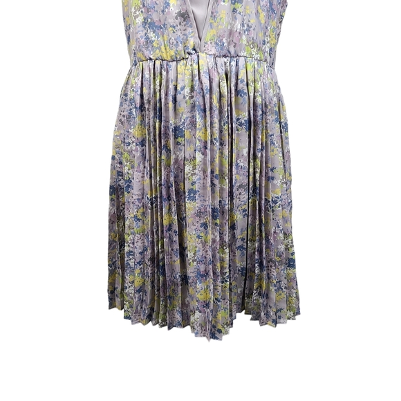 LC Lauren Conrad pleated floral tank dress women's 12 lavender lined pull-on - Picture 7 of 16